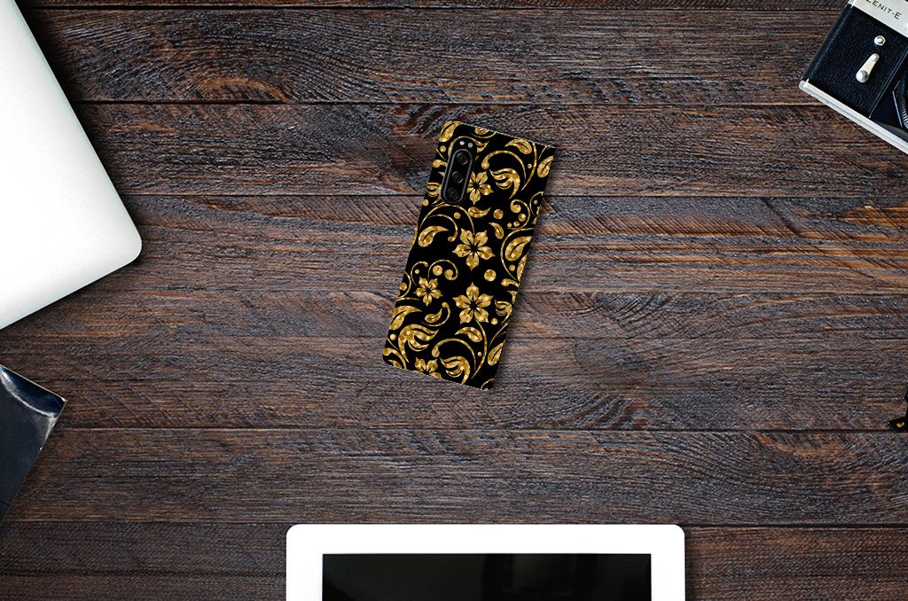 Sony Xperia 5 Smart Cover Gouden Bloemen