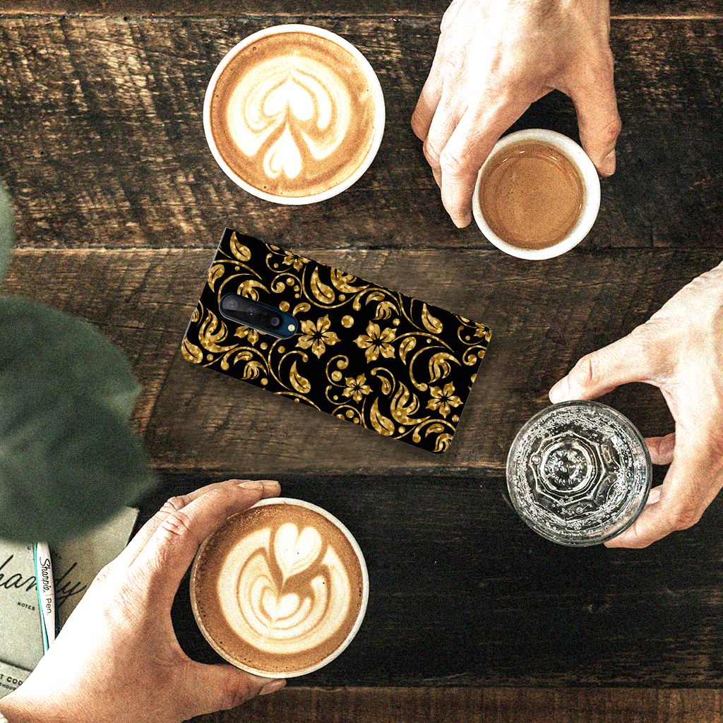 OnePlus 8 Smart Cover Gouden Bloemen