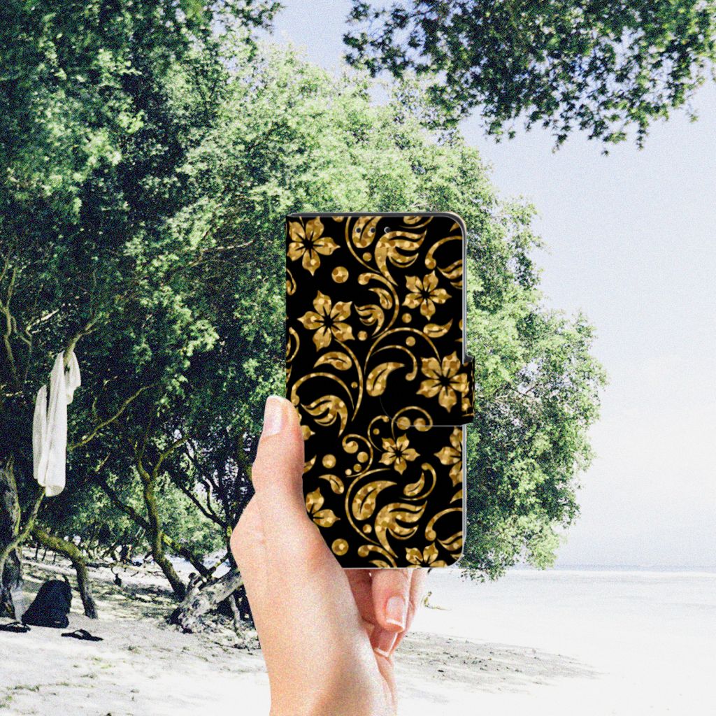 Xiaomi Redmi 7A Hoesje Gouden Bloemen
