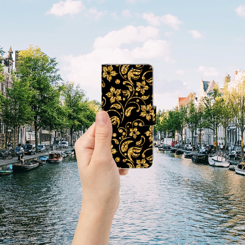 Huawei P30 Lite (2020) Hoesje Gouden Bloemen