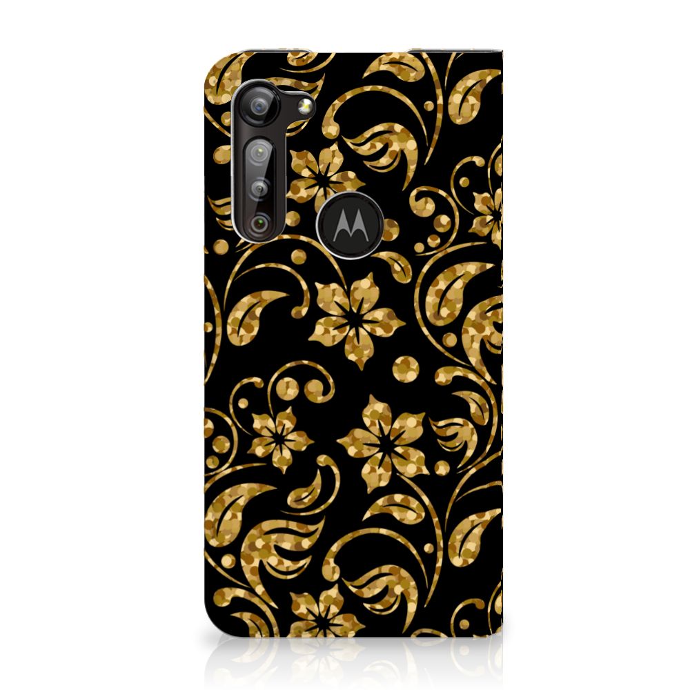 Motorola Moto G8 Power Smart Cover Gouden Bloemen