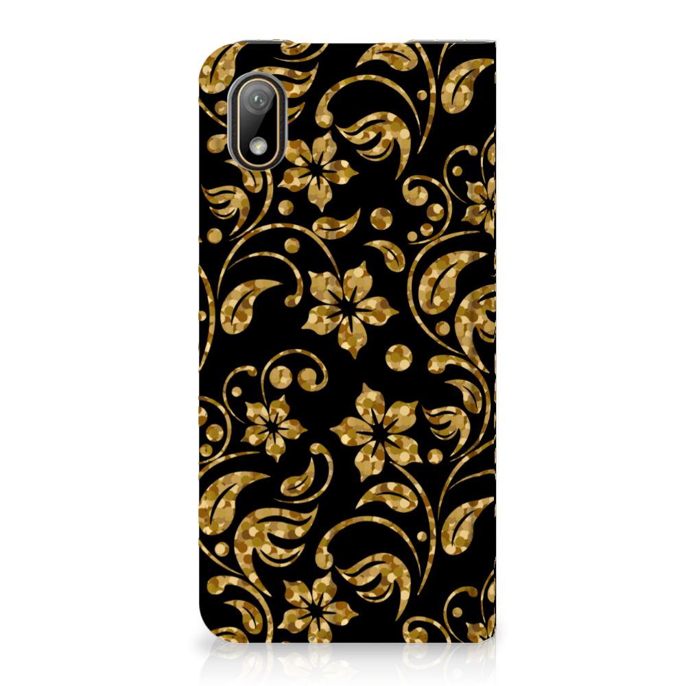 Huawei Y5 (2019) Smart Cover Gouden Bloemen