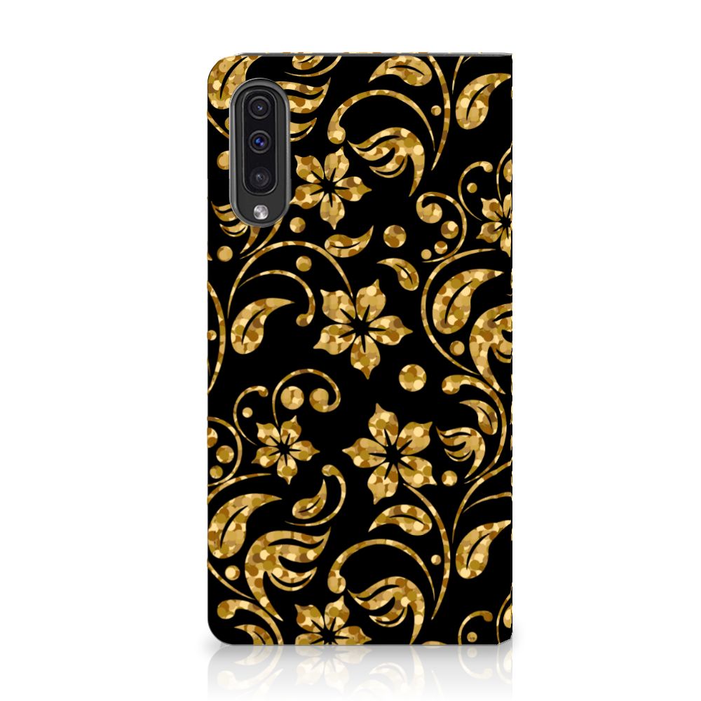 Samsung Galaxy A50 Smart Cover Gouden Bloemen