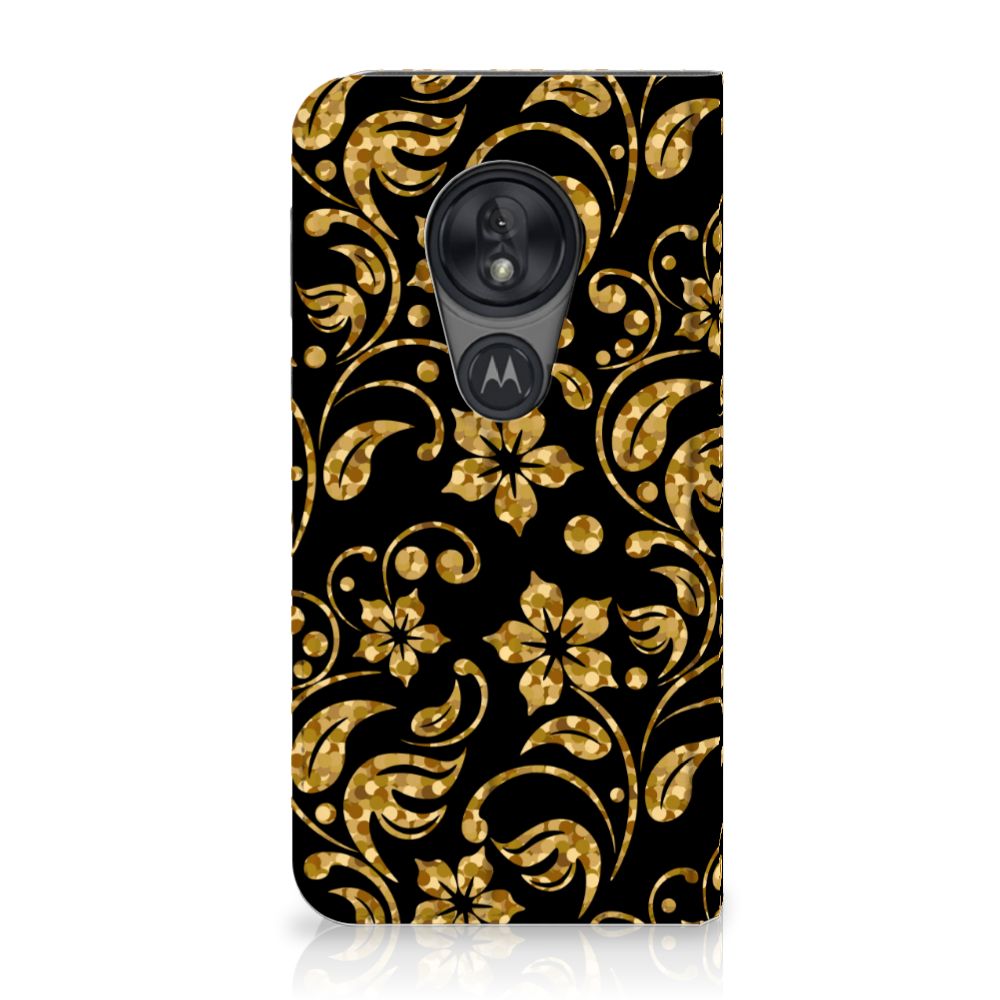 Motorola Moto G7 Play Smart Cover Gouden Bloemen