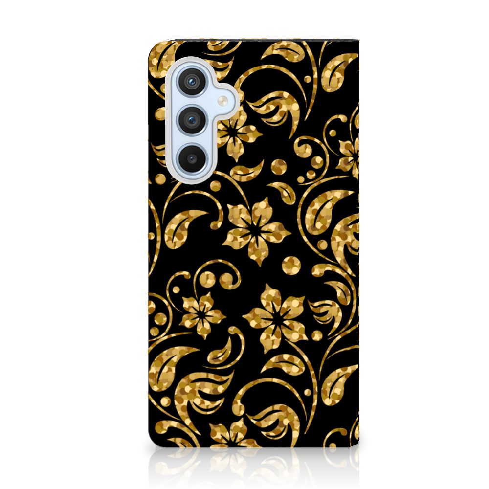 Samsung Galaxy A54 Smart Cover Gouden Bloemen