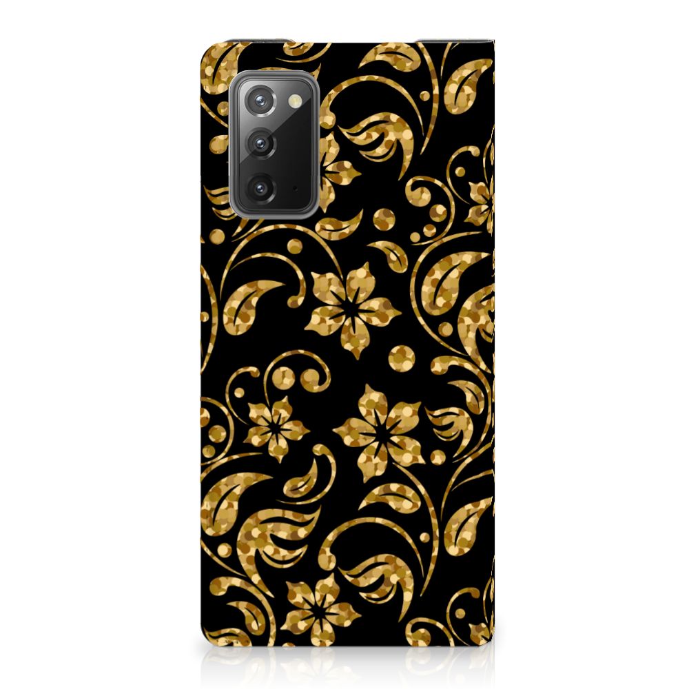 Samsung Galaxy Note20 Smart Cover Gouden Bloemen