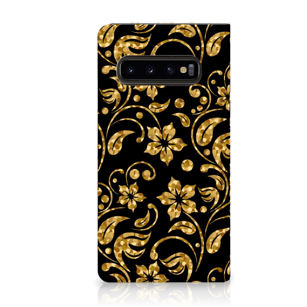 Samsung Galaxy S10 Smart Cover Gouden Bloemen