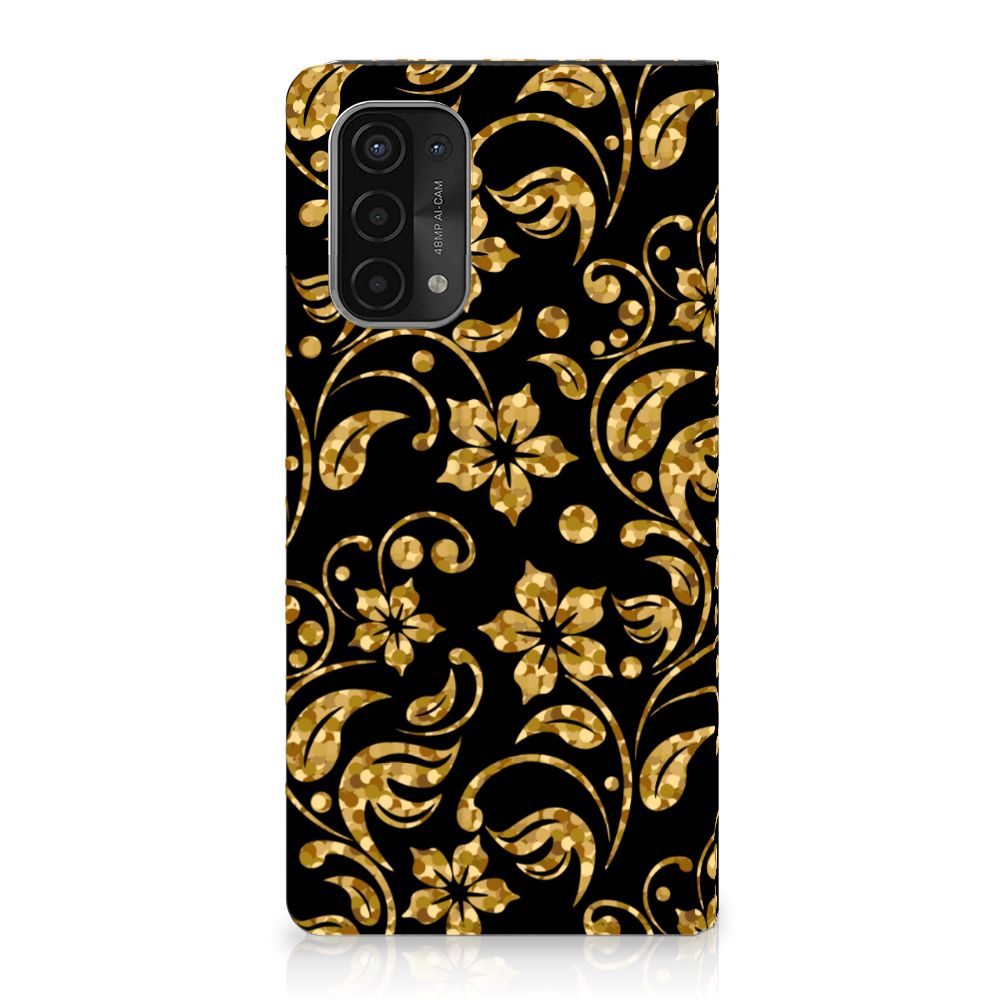 OPPO A54 5G | A74 5G | A93 5G Smart Cover Gouden Bloemen