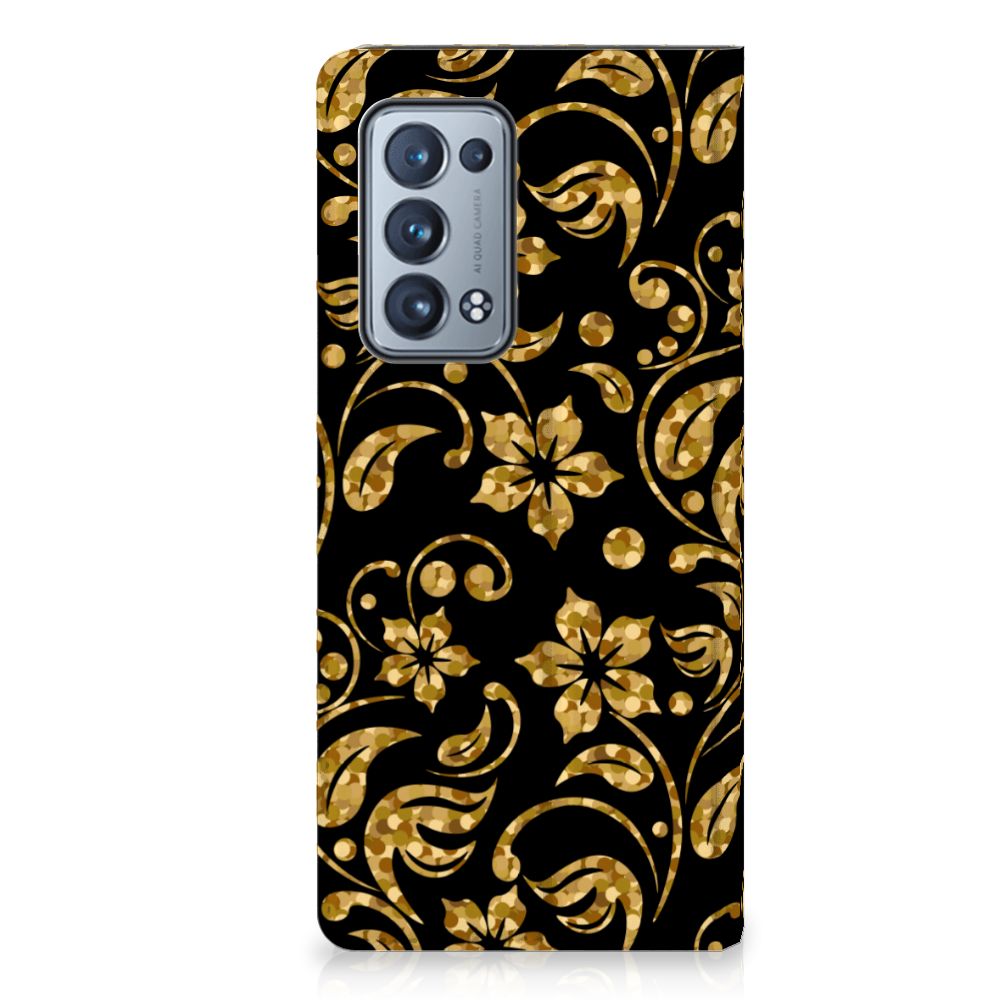 OPPO Reno 6 Pro Plus 5G Smart Cover Gouden Bloemen