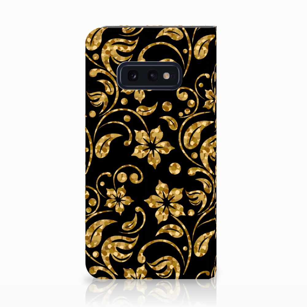 Samsung Galaxy S10e Smart Cover Gouden Bloemen