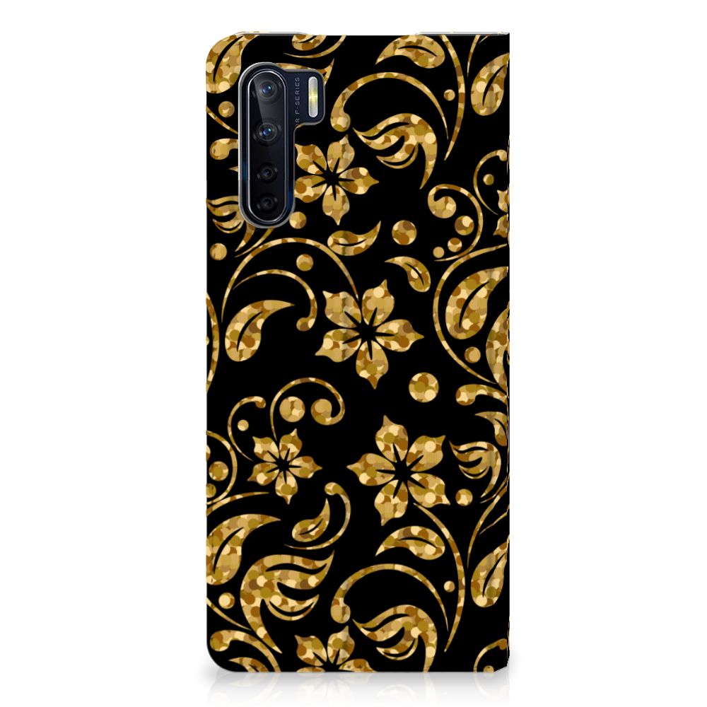OPPO Reno3 | A91 Smart Cover Gouden Bloemen