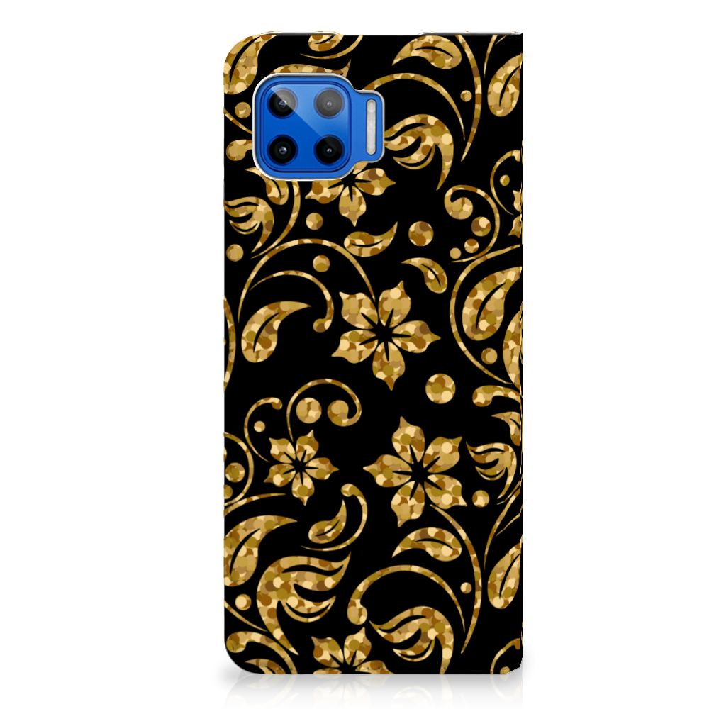 Motorola Moto G 5G Plus Smart Cover Gouden Bloemen