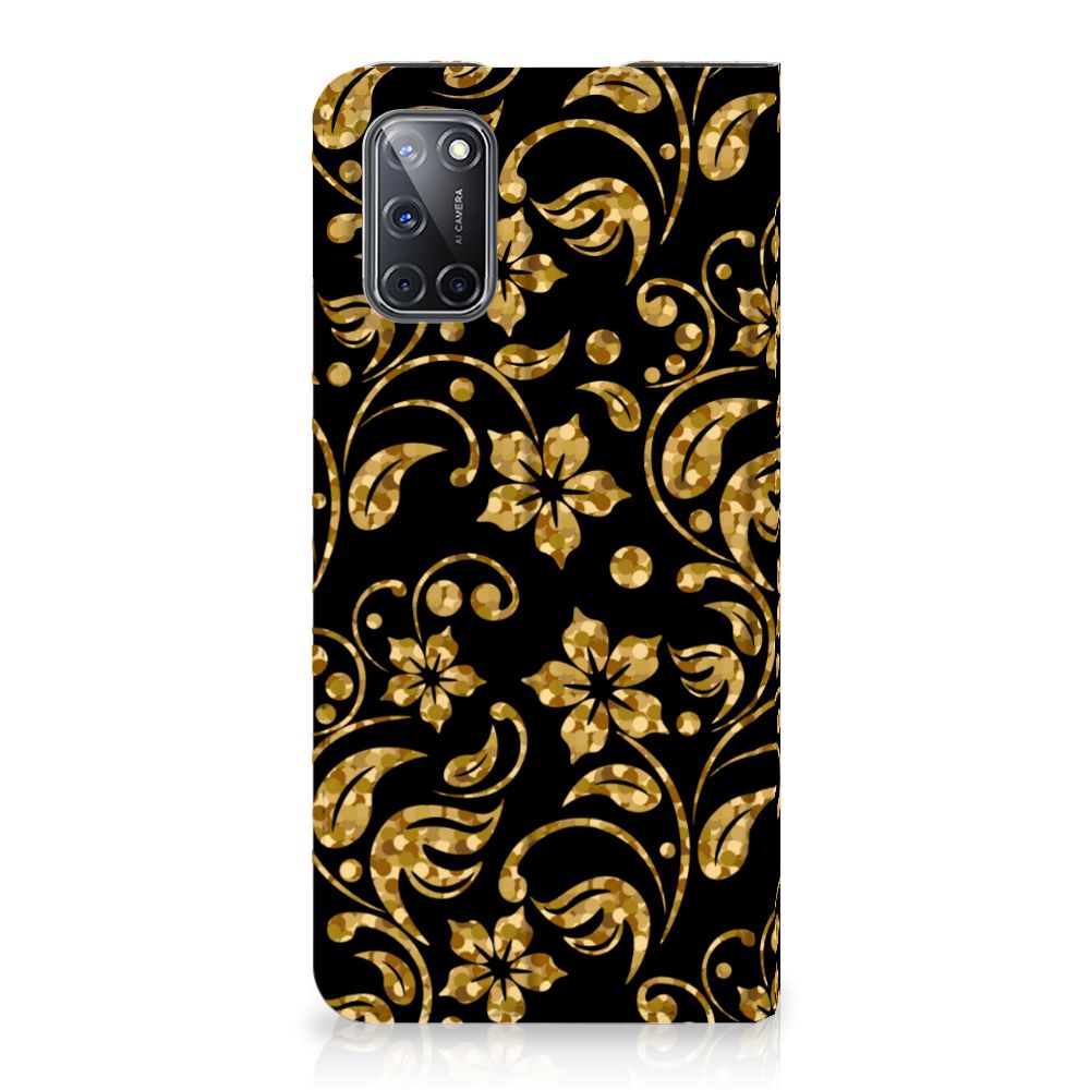 OPPO A52 | A72 Smart Cover Gouden Bloemen