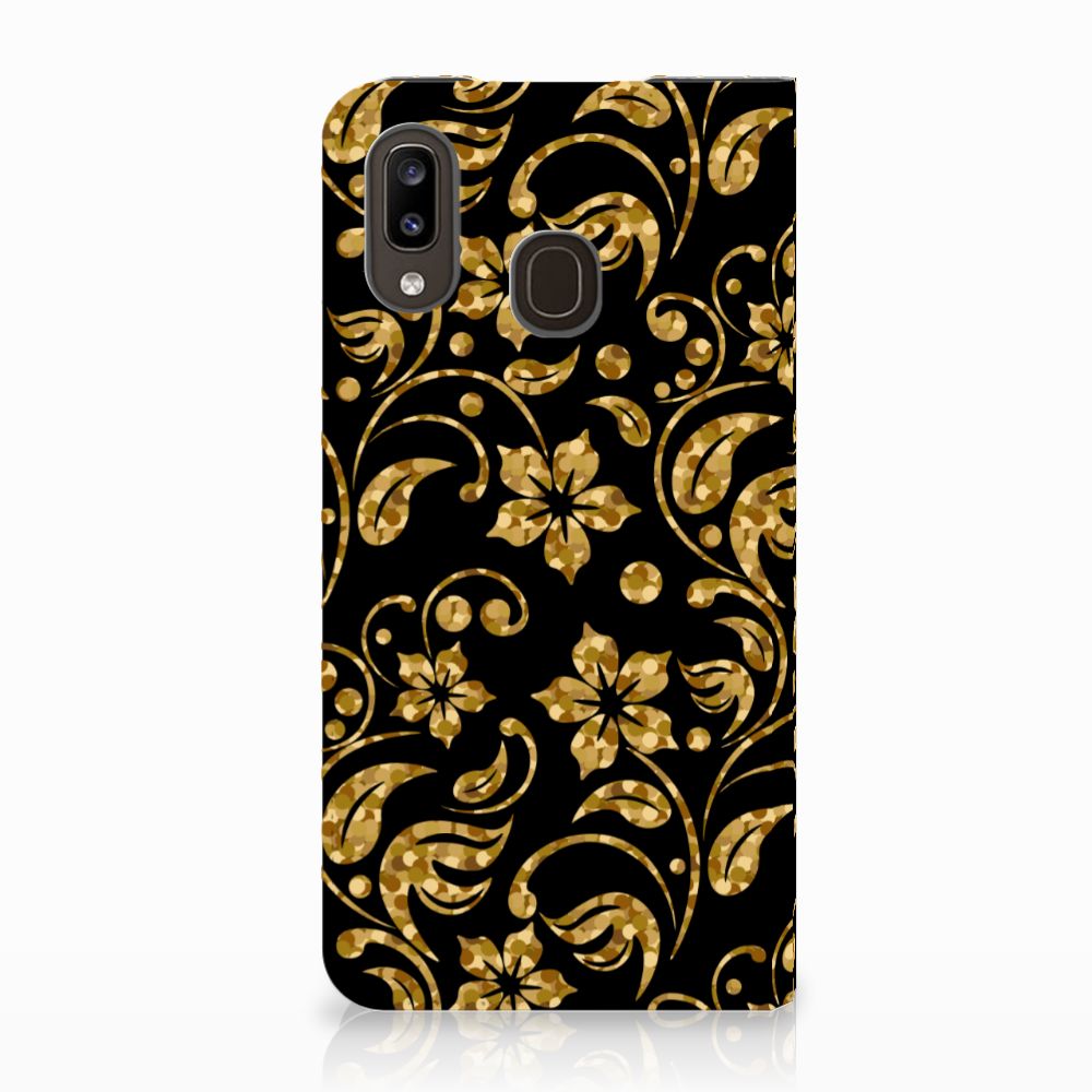 Samsung Galaxy A30 Smart Cover Gouden Bloemen