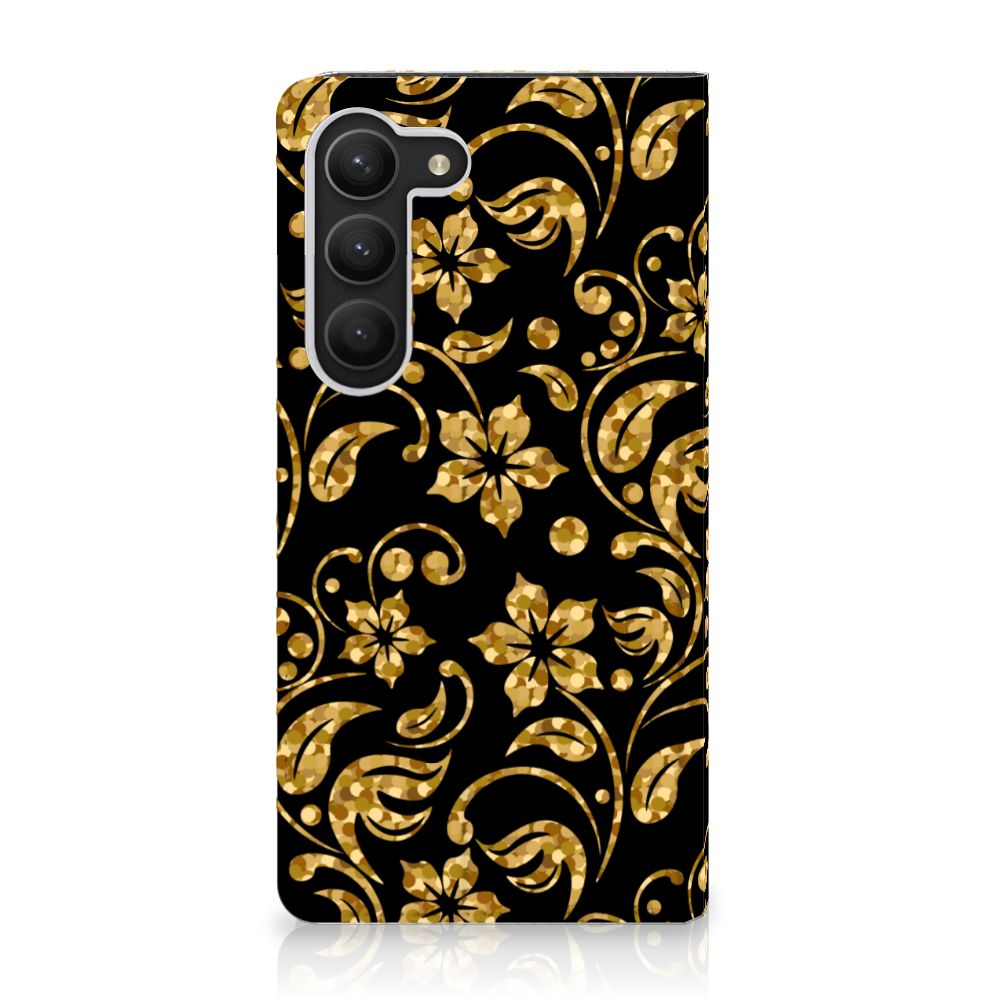 Samsung Galaxy S23 Smart Cover Gouden Bloemen