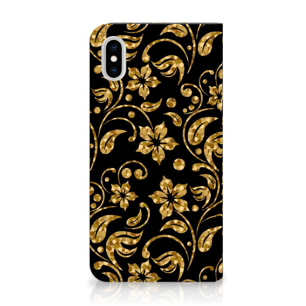 Apple iPhone Xs Max Smart Cover Gouden Bloemen