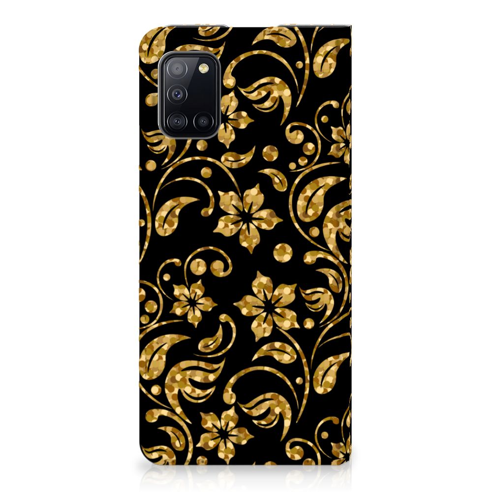 Samsung Galaxy A31 Smart Cover Gouden Bloemen
