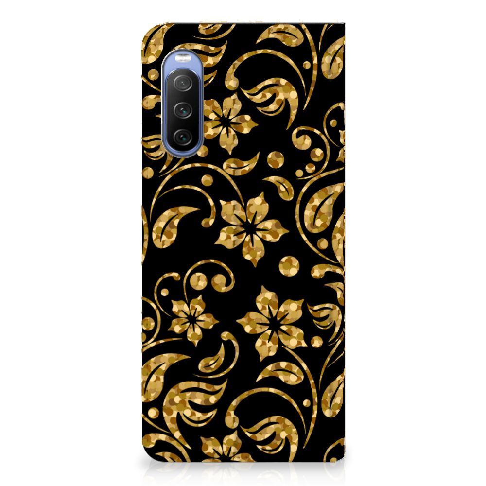 Sony Xperia 10 III Smart Cover Gouden Bloemen
