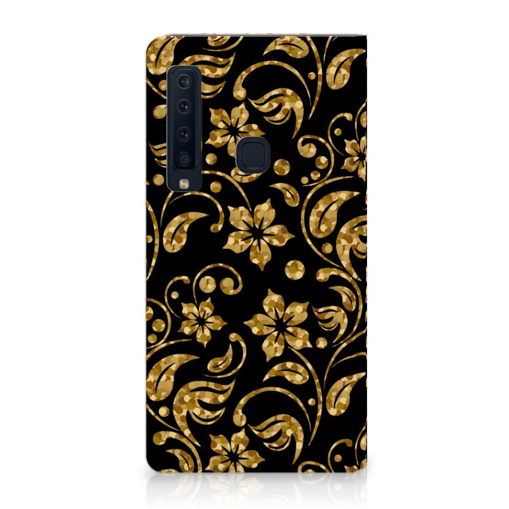 Samsung Galaxy A9 (2018) Smart Cover Gouden Bloemen
