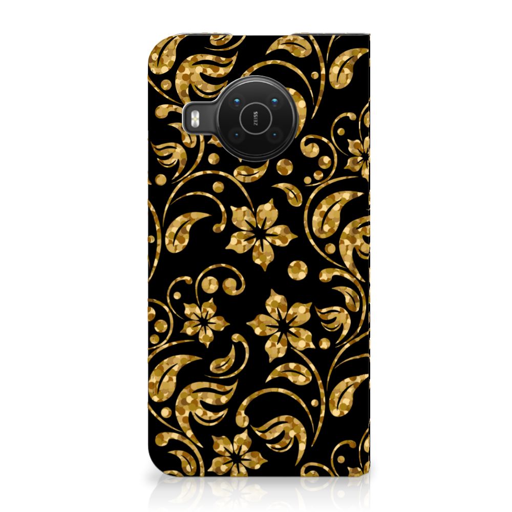 Nokia X20 | X10 Smart Cover Gouden Bloemen