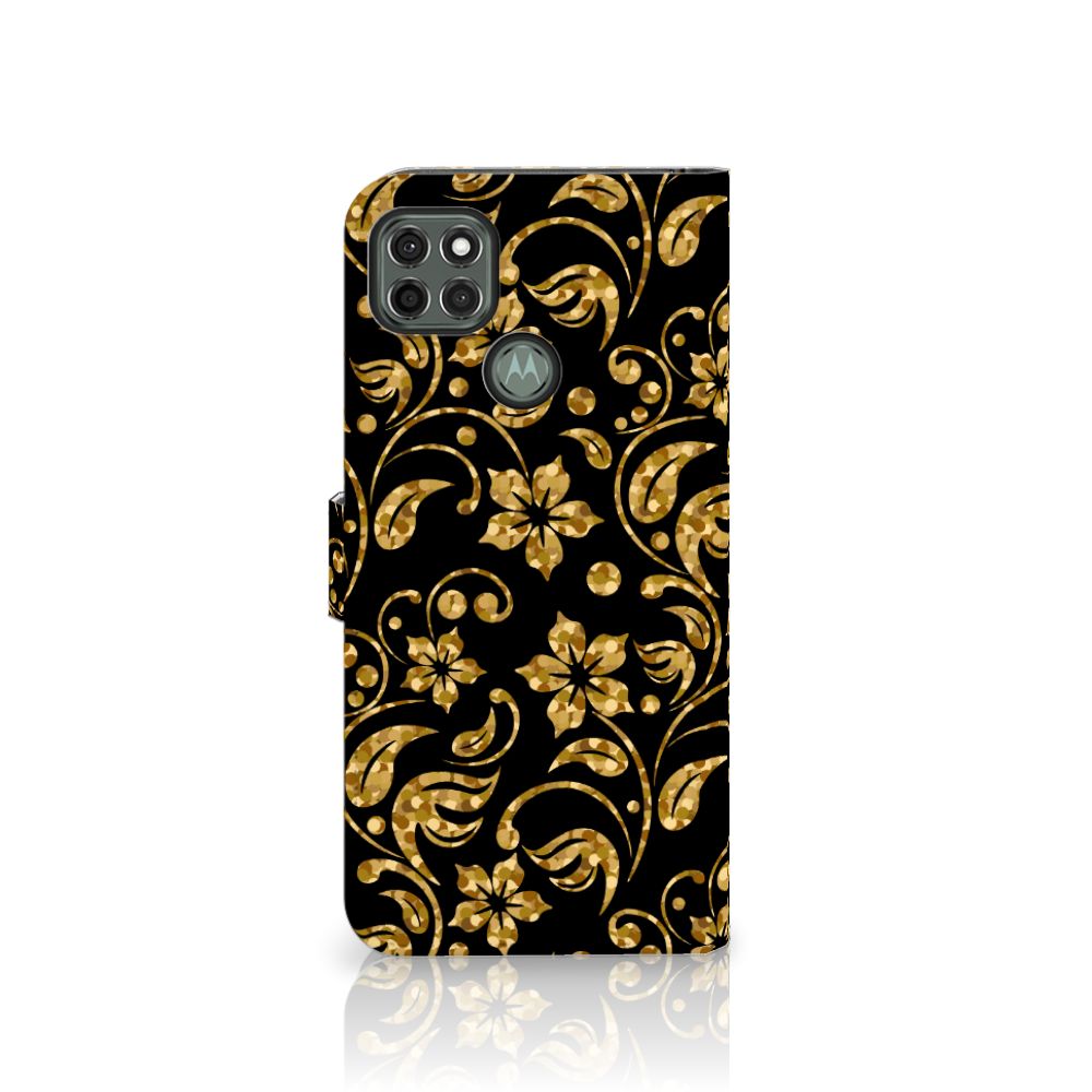Motorola Moto G9 Power Hoesje Gouden Bloemen