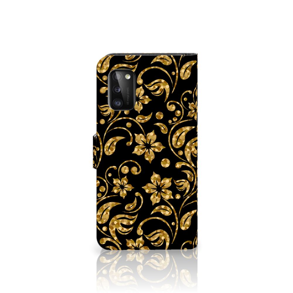 Samsung Galaxy A41 Hoesje Gouden Bloemen