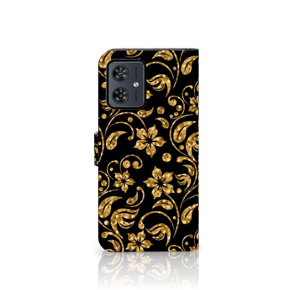 Motorola Moto G54 Hoesje Gouden Bloemen
