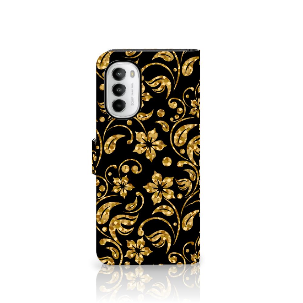 Motorola Moto G52 | Moto G82 Hoesje Gouden Bloemen