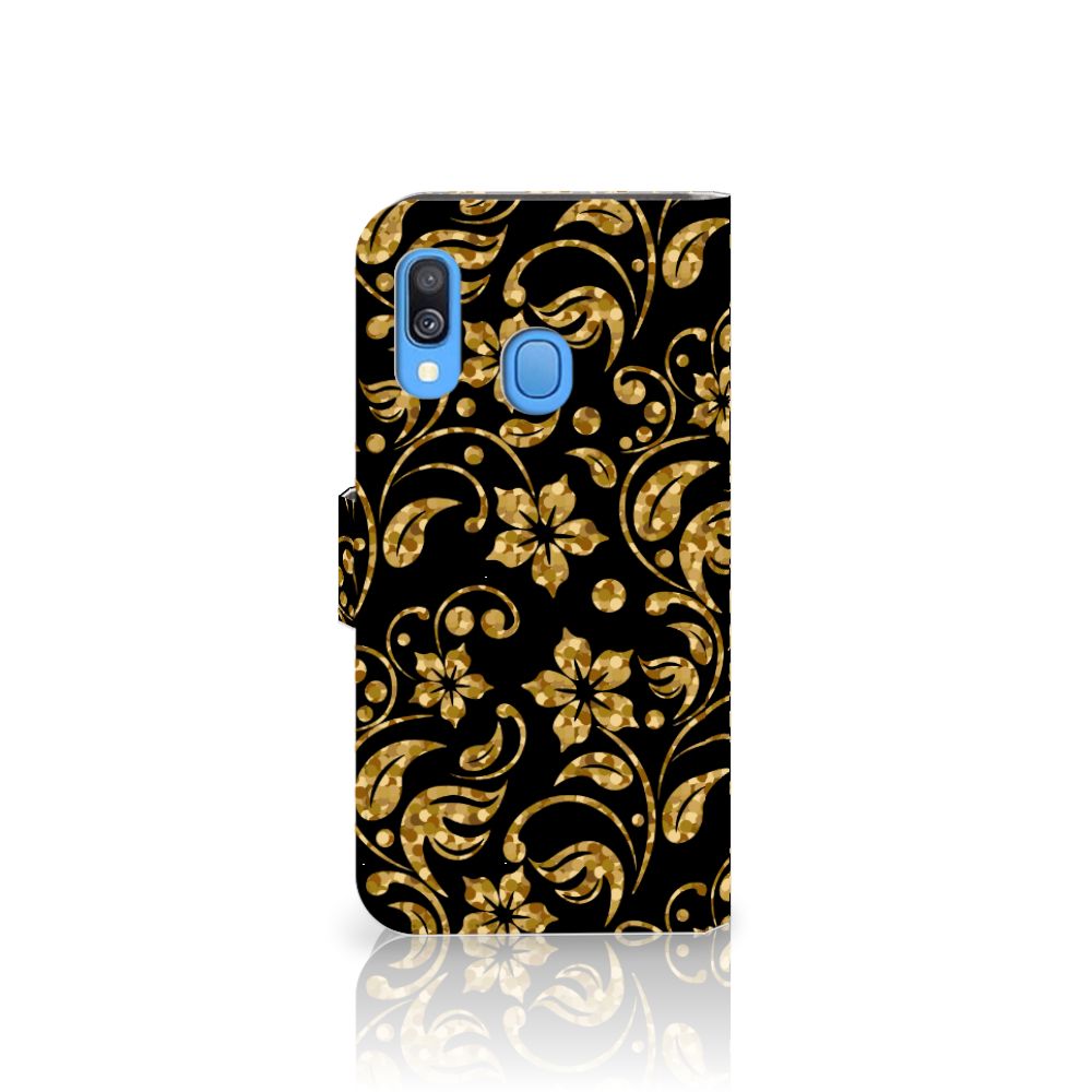 Samsung Galaxy A40 Hoesje Gouden Bloemen
