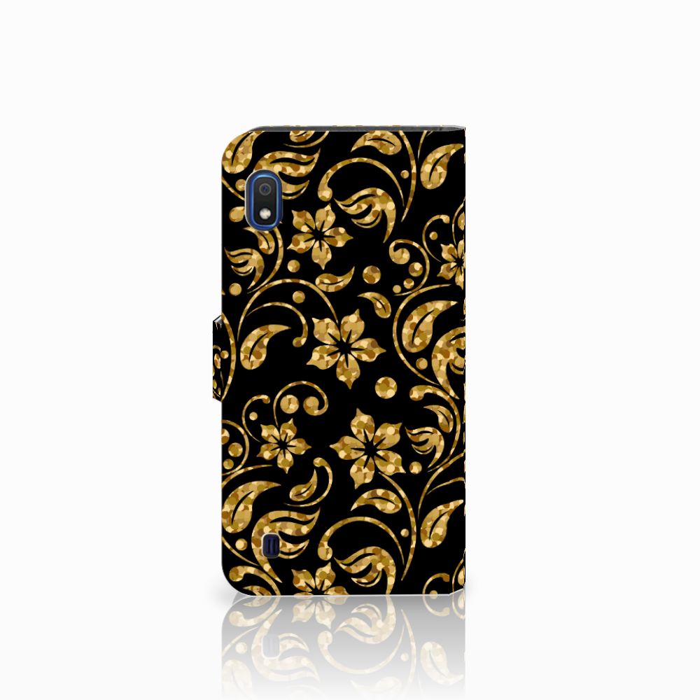 Samsung Galaxy A10 Hoesje Gouden Bloemen