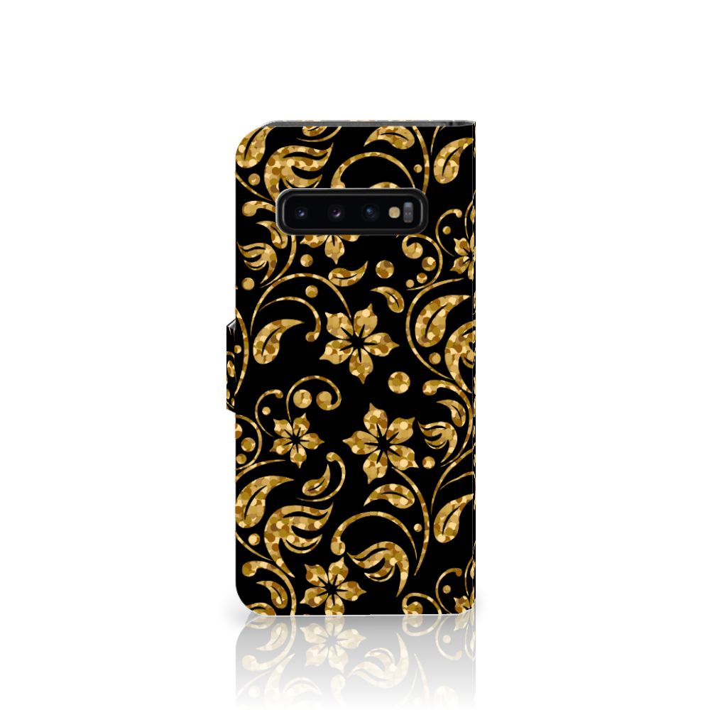 Samsung Galaxy S10 Hoesje Gouden Bloemen