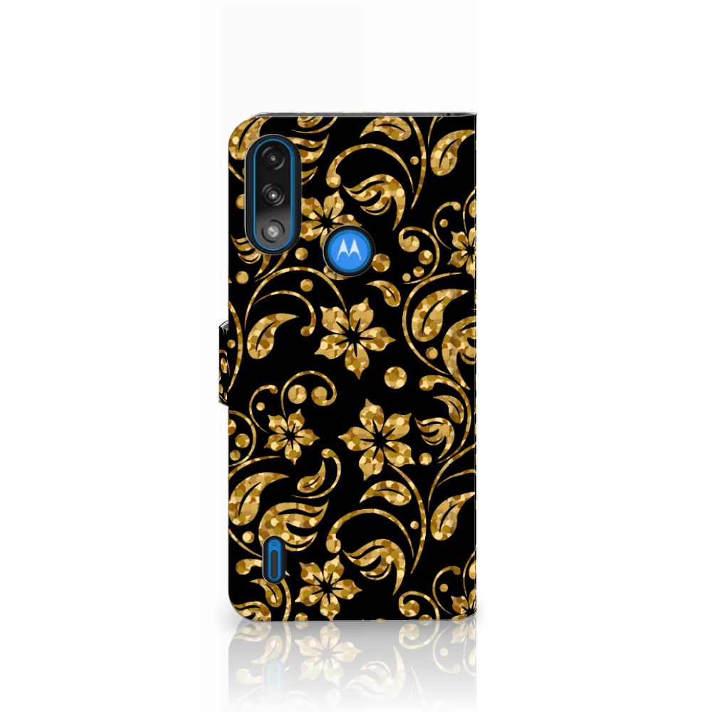 Motorola Moto E7i Power | E7 Power Hoesje Gouden Bloemen