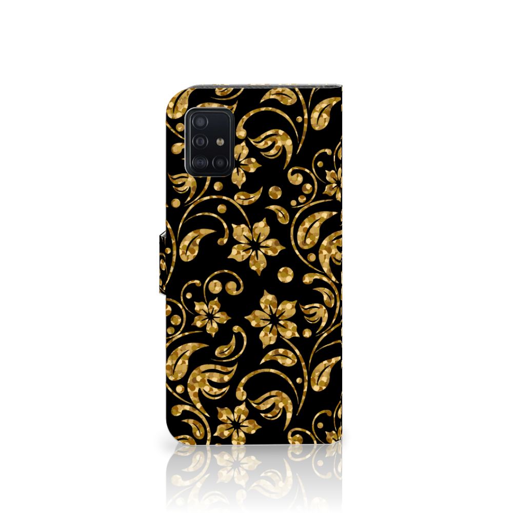 Samsung Galaxy A51 Hoesje Gouden Bloemen