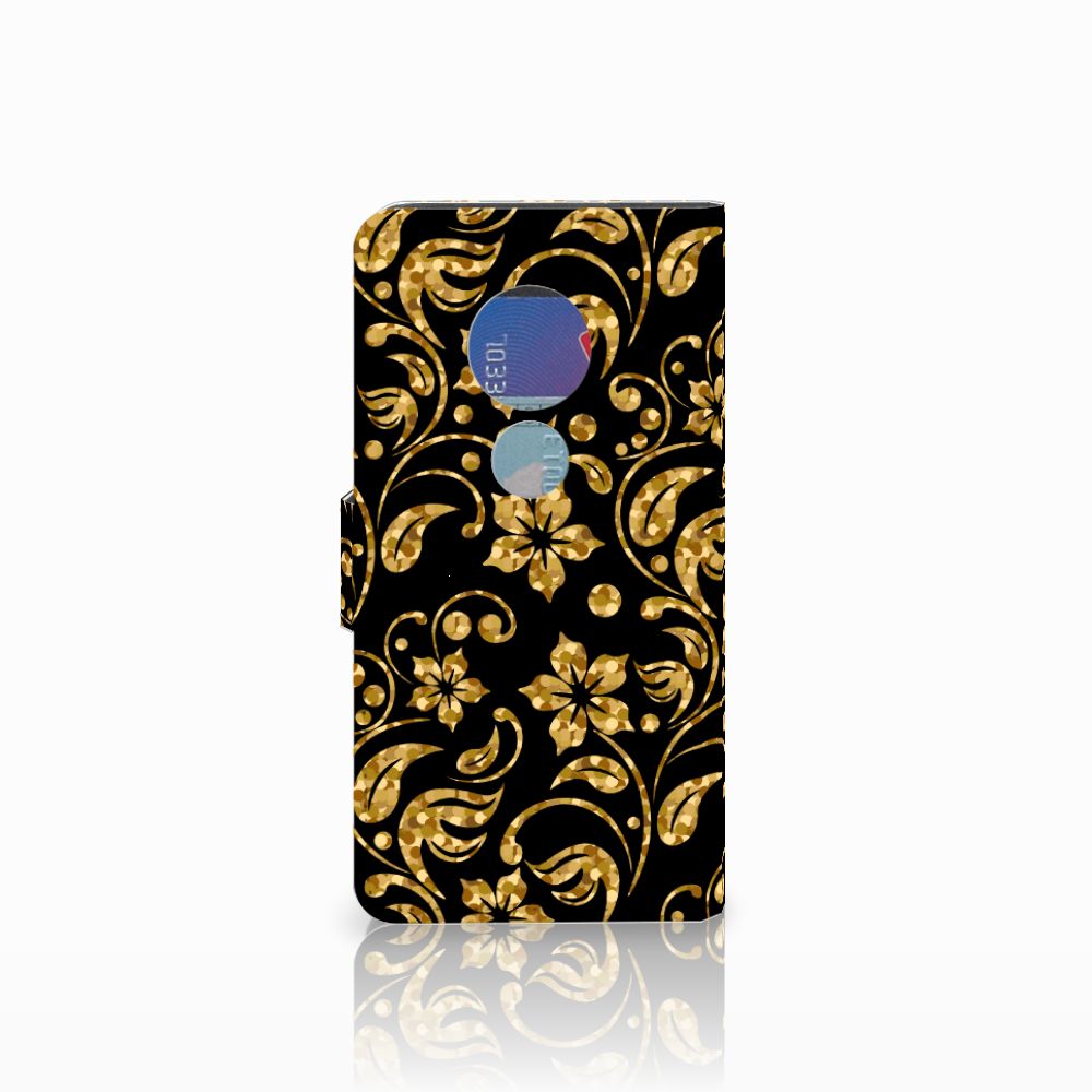 Motorola Moto G7 Play Hoesje Gouden Bloemen