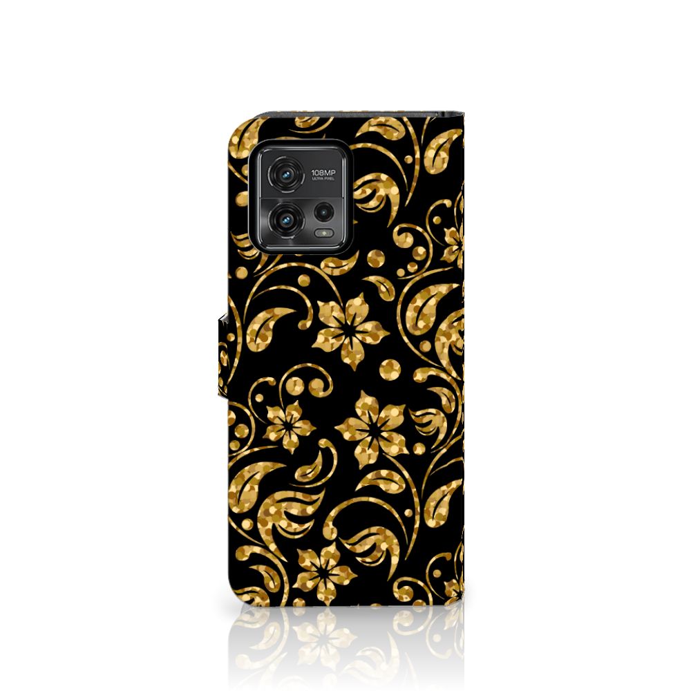 Motorola Moto G72 Hoesje Gouden Bloemen