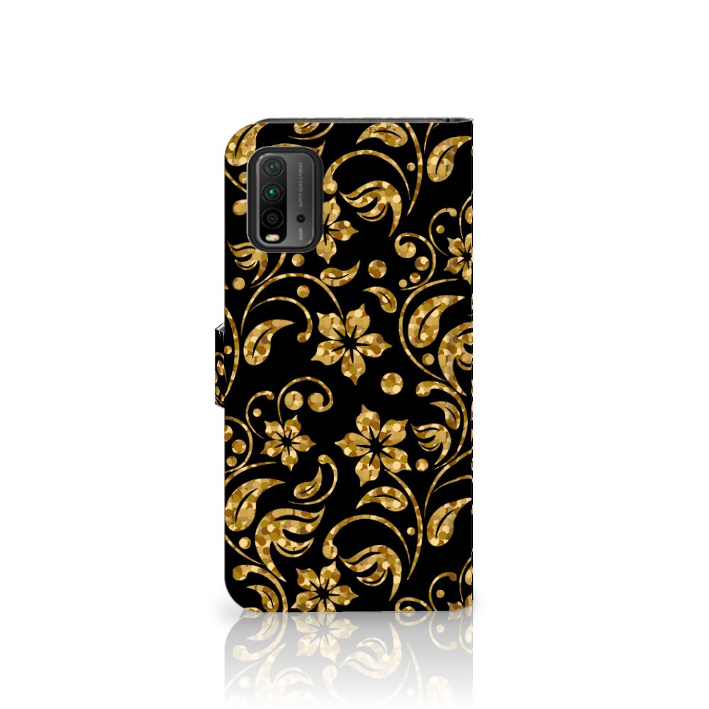 Xiaomi Redmi 9T | Poco M3 Hoesje Gouden Bloemen