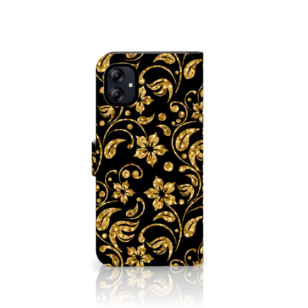 Samsung Galaxy A04e Hoesje Gouden Bloemen