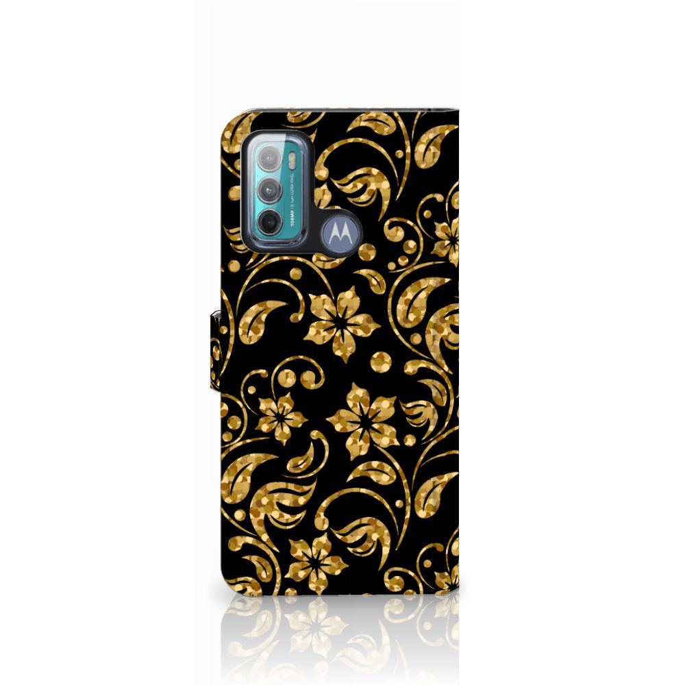 Motorola Moto G60 Hoesje Gouden Bloemen