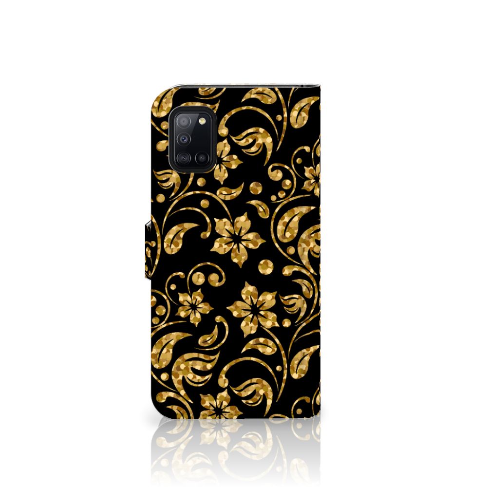 Samsung Galaxy A31 Hoesje Gouden Bloemen