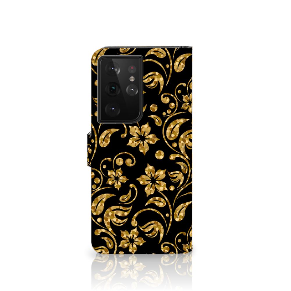 Samsung Galaxy S21 Ultra Hoesje Gouden Bloemen