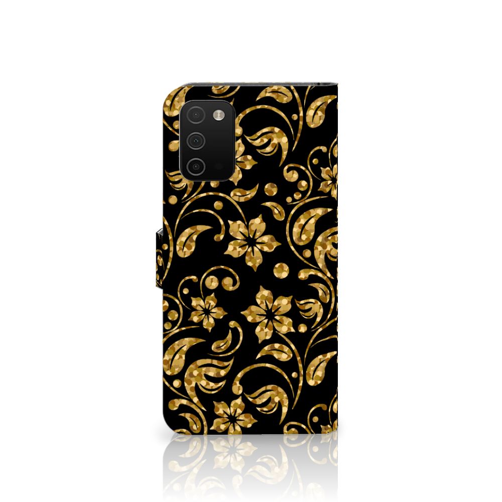 Samsung Galaxy A03s Hoesje Gouden Bloemen