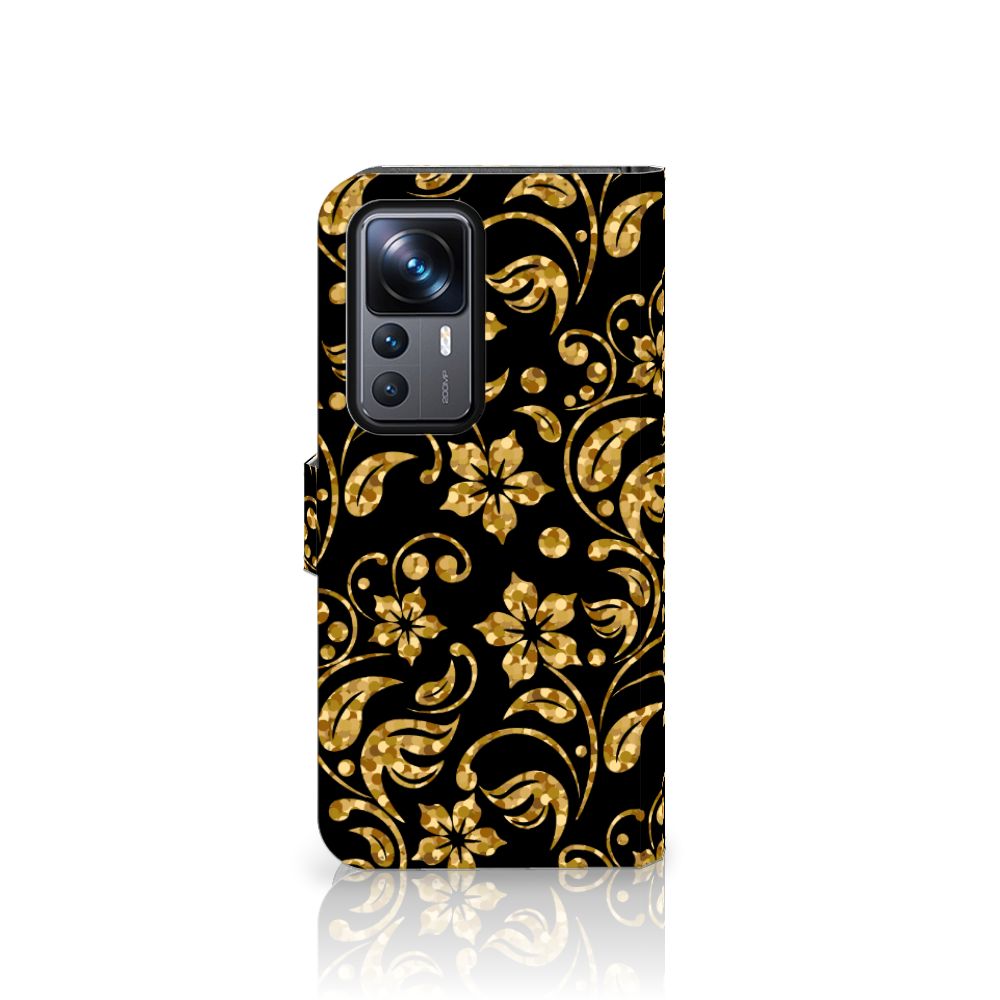 Xiaomi 12T | 12T Pro Hoesje Gouden Bloemen