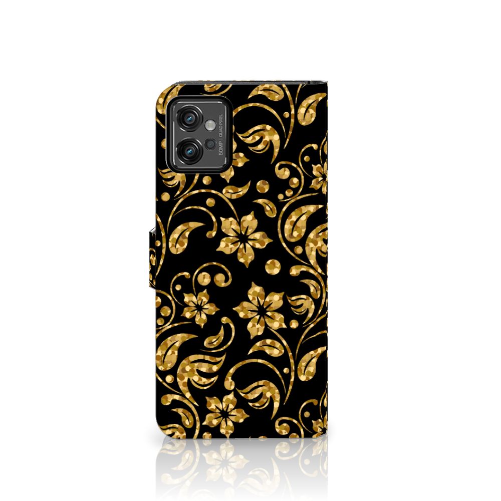 Motorola Moto G32 Hoesje Gouden Bloemen
