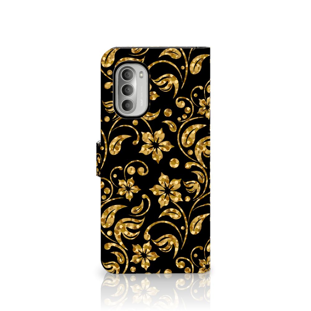 Motorola Moto G51 5G Hoesje Gouden Bloemen