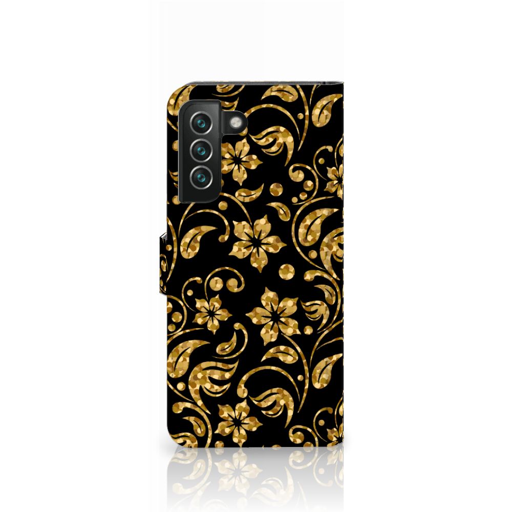 Samsung Galaxy S22 Plus Hoesje Gouden Bloemen