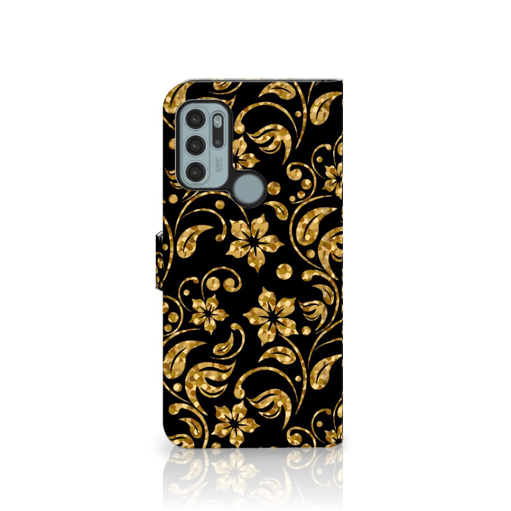 Motorola Moto G60s Hoesje Gouden Bloemen