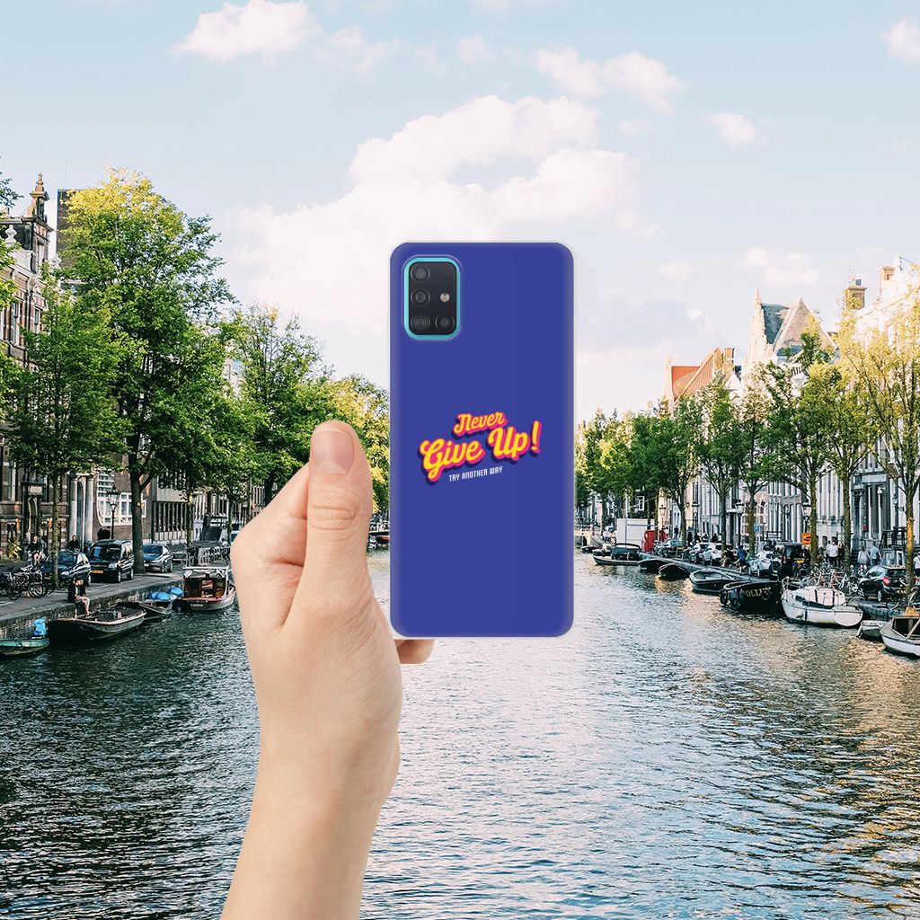 Samsung Galaxy A51 Siliconen hoesje met naam Never Give Up