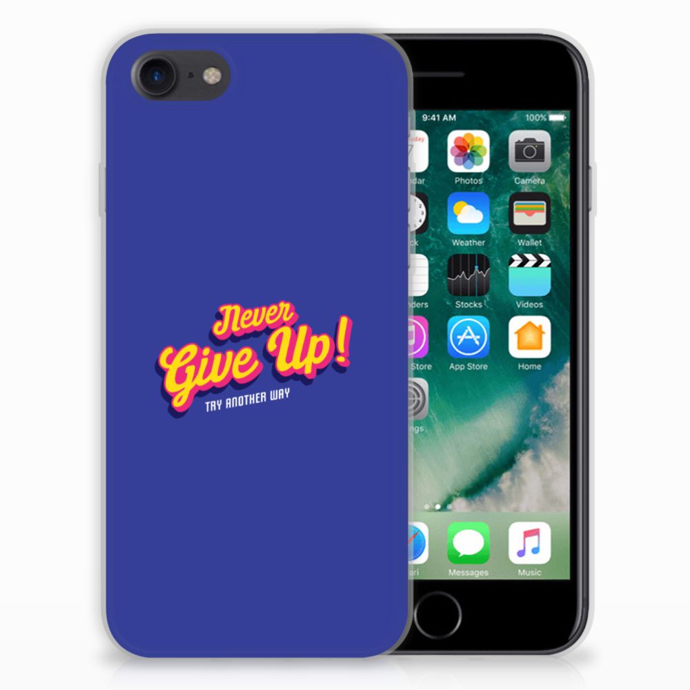 iPhone SE 2022 | SE 2020 | 8 | 7 Siliconen hoesje met naam Never Give Up