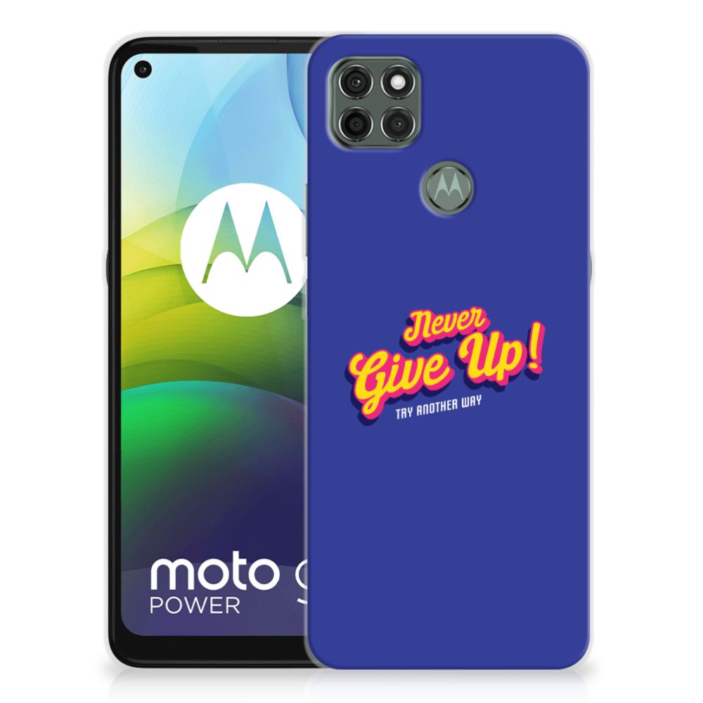 Motorola Moto G9 Power Siliconen hoesje met naam Never Give Up