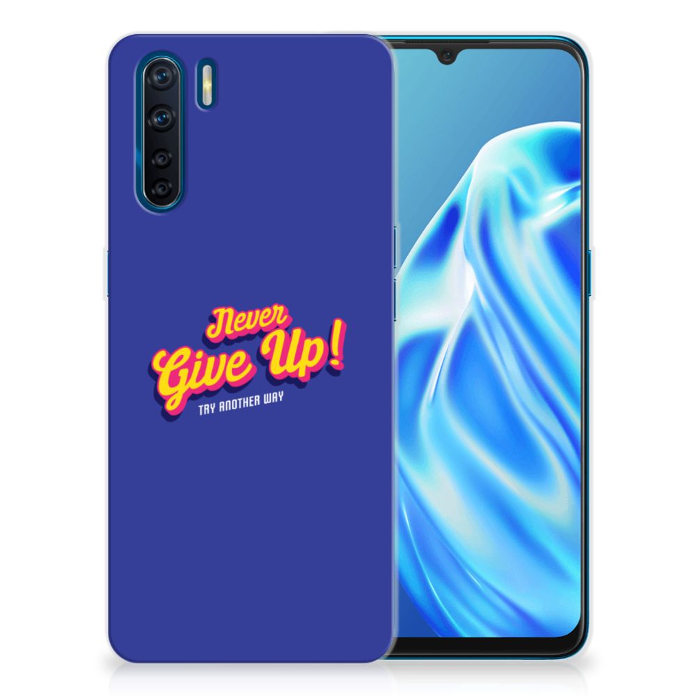OPPO A91 Siliconen hoesje met naam Never Give Up